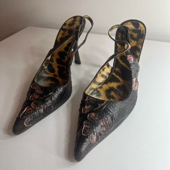 Roberto Cavalli Pointed Toe Slingback Heels - Picture 8 of 8